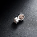 Sparkling magnetic round stud earrings with rose gold sand and white crystal halo - Sparkling Magnetic Ear Clip / Pink