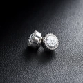 Silver magnetic stud earrings with round clear zircon and sparkling halo halo setting - Sparkling Magnetic Ear Clip / White