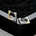 Pendientes de aro cuadrados de grafiti en oro y plata con motivos en relieve para hombres - Blanco & Dorado