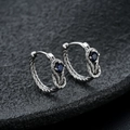 Boucles d'oreilles nœud vintage en argent avec zircons ronds bleu profond rétro - Strass Bleu