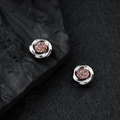 Mobius magnetic stud earrings featuring a purple iridescent druzy inlay and silver swirl design - Mobius Ear Clip / Brilliant Red