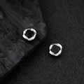 Silver Mobius magnetic earrings with black round center and spiral texture finish - Mobius Ear Clip / Matte Black