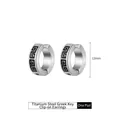 Titanium stalen oorclips met Grieks patroon en 13 mm Romeinse cijfers voor heren sieraad - Meander Oorclip (X073-D)