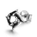 Vintage 925 sterling silver stud earring with a swirl design and a sparkling zircon stone - White Rhinestone (X100-B)