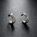 Vintage C-shaped ear cuffs with hammered texture and sunburst engraving on leather - Pair (X923-A)