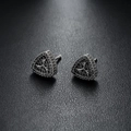 Pendientes triangulares con circonitas negras engastadas y patrón geométrico de copo de nieve - Negro