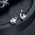Earcuff de estrella plateada minimalista con acabado de espejo pulido para hombre - Estilo Meteor Plateado (X939-A)