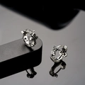 Retro gothic silver cross hoop earrings featuring black zircon stones in a punk style - X931-C (Black Rhinestone Cross Earrings) Antique Silver Pair