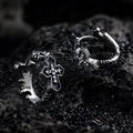 Retro cross earrings with clear zircon stones in a vintage oxidized silver finish - X931-B (White Rhinestone Cross Earrings) Antique Silver Pair