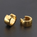 Orecchini huggie larghi in acciaio inossidabile placcato oro per uomo e donna - Orecchini a Cerchio Lisci Larghi (X941-B) / Oro
