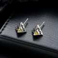 Pendientes de pirámide con ojo místico en acabado plateado vintage estilo gótico - Pendientes de Botón Ojo (X940-B) / Plateado