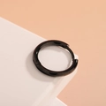 Minimalist black polished titanium steel hoop earring for men and women unisex style - All Black Slim Hoop (T02-M)