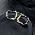 Modern Mobius earrings in gold and gunblack dual-tone with hammer texture design - Black and Gold (X947-B)