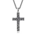 Vintage kruisketting van titaniumstaal met kiezeltextuur en sterke schakelketting - 60CM / Zilver