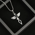 Collana con ciondolo spada ali d'angelo gotico con gemma nera su catena a scatola - Solo ciondolo / Spada d'Angelo Nero Ciondolo Solo (Senza Catena) (L1116-C)