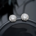 Elegant s925 silver stud earrings with a halo of sparkling round cut cubic zirconia stones - Full Rhinestone Studs (X967-A) / Silver