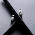Minimalist silver frosted stainless steel huggie clip earrings for non-pierced ears - Silver Matte Ear Cuff / Silver (X446-A)