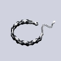 Details von Titanstahl-Armband mit Industriegliedern, Karabinerverschluss und Verlängerung - Silber-Schwarzer Stil (S1112-B)