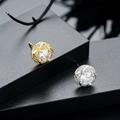 Sparkling halo round cut stud earrings in gold and silver finish with full crystal inlay - Mixed Colors Style (X967-A+B Each One)