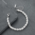 Bracelet chaîne en acier inoxydable argenté style feuille avec fermoir mousqueton robuste - Couleur Acier
