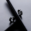 Matte black titanium steel ear cuffs with polished interior for a minimalist unisex look - Black Matte Ear Cuff / Black (X446-B)