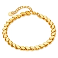 Bracelet ajustable doré à maillons en forme de feuille en acier titane pour femme - Doré