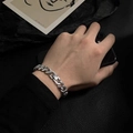 Men's silver titanium steel Cuban chain bracelet in a minimalist hip-hop streetwear style - Silver Non-Fading Bracelet (21cm)