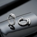 Retro snake head hoop earrings with antique silver finish and detailed scale texture - Silver Style / Silver