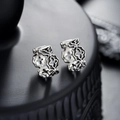 Vintage hollow cross ear cuffs in oxidized silver finish for non-pierced ears - Antique Silver (1 Pair)