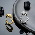 Snake hoop earrings in gold and silver finish with detailed scale texture for men and women - Mixed Color Style / Gold and Silver Mix