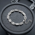 Polished stainless steel coffee bean link chain bracelet with adjustable lobster clasp - Coffee Bean Bracelet 8MM Width 17+5CM (S816-A)
