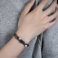 Zweilagiges Perlenarmband mit grauen Metallperlen und bunten Natursteinen - Doppellagiges Kombinationsarmband (S732-A+B)