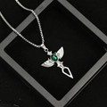Collana vintage in argento con ali d'angelo e ciondolo con gemma verde scuro - Solo ciondolo / Spada d'Angelo Verde Ciondolo Solo (Senza Catena) (L1116-D)