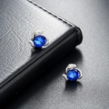 Magnetische Medusa-Ohrclips mit blauem Edelstein und silbernem Schlangen-Design - Medusa Blauer Strass Stil (X755-B)