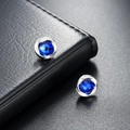 Magnetische Mobius-Ohrringe mit blauem Zirkon in gedrehtem Metalldesign für Damen und Herren - Mobius Stil - 1 Paar (X735-A)