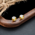Makroaufnahme zweifarbiger Ohrringe in Gold und Silber mit zerknitterter Textur - Sonnige Berg-Tag-Stil