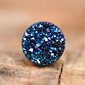 Macro shot of blue druzy magnetic clip-on earring on natural light wood background - 6mm / Blue Druzy