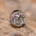 Macro shot of silver druzy magnetic ear cuff on a rustic wooden texture surface - 6mm / Silver Druzy