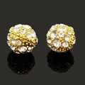 Macro di orecchini magnetici a sfera dorati con pavé di cristalli scintillanti - Oro