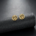 Pendientes vintage de acero de titanio dorado con diseño de estrella y cabeza de toro gótico - Dorado