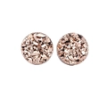 Detail of rose gold magnetic clip-on earrings with shimmering druzy stone texture - 6mm / Champagne Druzy