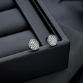 Macro di orecchini a lobo in argento con pavé di zirconi tondi brillanti e finitura lucida - Orecchini con Strass Pavé (X661-B) / Coppia Nero Fumo