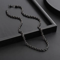 Close-up of a matte black stainless steel rope chain with a lobster clasp closure - Black Rope Chain (50cm) / 50cm