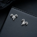 Orecchini magnetici a testa di ariete retrò in argento antico per uomo e donna - Stile Clip Magnetica / Coppia d'argento