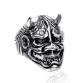 Hannya-Masken-Ring für Herren im Gothic-Stil mit detailreiches Dämonen-Schnitzerei - US 7 / Stahlfarbe