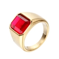 Vintage gold signet ring for men featuring a large square-cut red zircon gemstone - US 7 / Gold Red Zirconia