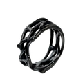 Men's gothic stainless steel ring with black thorn hollow-out texture on white background - US 7 / Black