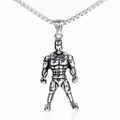 Bodybuilder muscular man pendant necklace made of vintage titanium steel for fitness fans - Steel Color