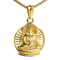 Collar de acero inoxidable con colgante de Buda dorado y cadena de caja clásica - Colgante Solo Con Cierre Fundido / Dorado
