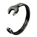 Bracciale rigido vintage in acciaio al titanio a forma di chiave inglese con finitura nera - Nero